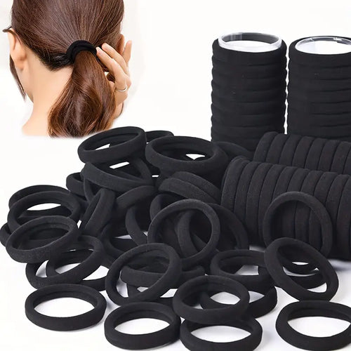 25 élastiques à cheveux solides noirs